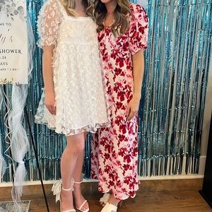 a new day White Floral Puff Sleeve Mini Dress & Red Floral Maxi Dress Duo